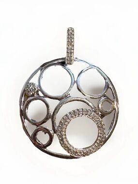 925  Silver Open Circle Pendant with Diamond Accents - Silver